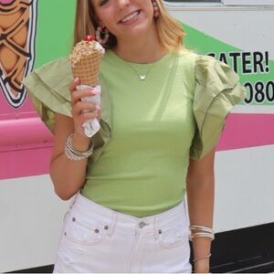 Puff Sleeve sage green bodysuit Small